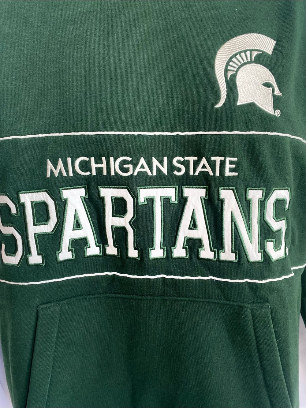 Michigan State Spartans Hoodie Mens L Green Embroidered Piping Sweatshirt NWT - Picture 4 of 9